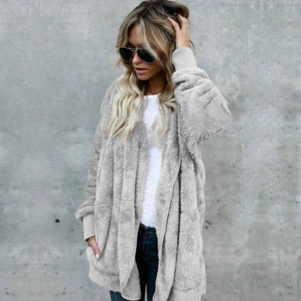 Apricot Warm Hooded Mid-Length Teddy Coat - Picture 2 of 10
